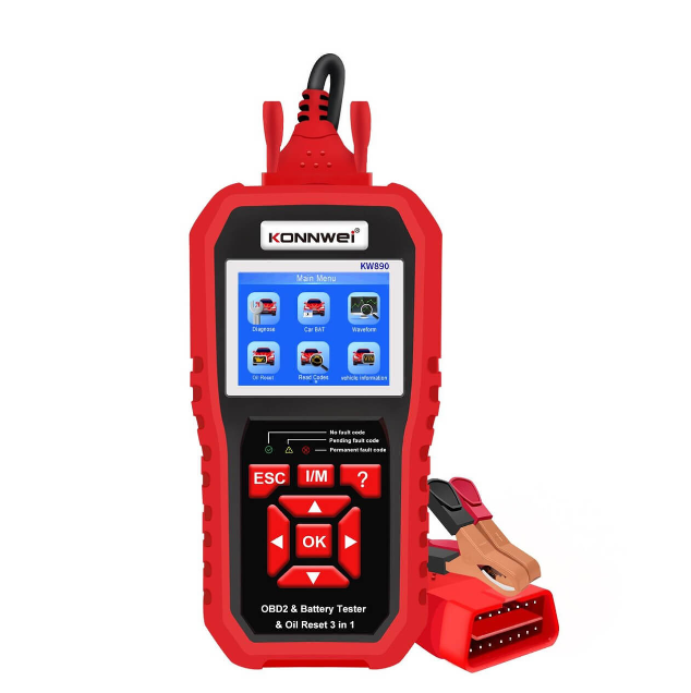 Konnwei KW890 OBDII Car Diagnostic Tool, Battery Tester, Oil Service Light Reset 3-in-1