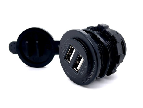 DC Power Socket with Dual USB Ports (12V/24V DC, 10A) (2 x USB 5V 2.1A)