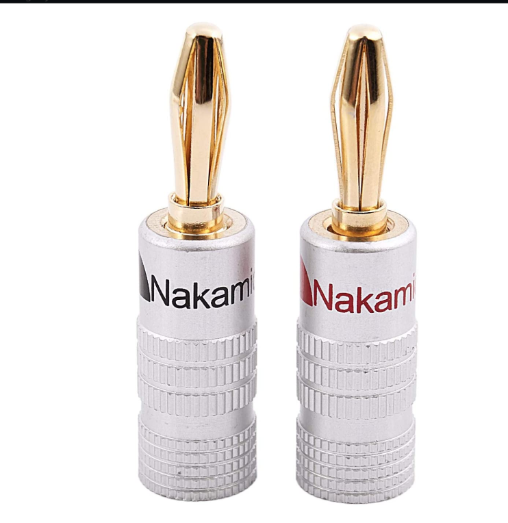 Nakamichi 2.0 pack of 8 (4 Pairs) Speaker Connector Banana Straight Gold Plated