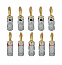 Load image into Gallery viewer, Nakamichi 5.0 pack of 20 (10 pairs of two) Surround Speaker Connector Banana Straight Gold Plated