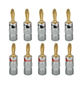 Nakamichi pack of 10 (5 pairs of two) Surround Speaker Connector Banana Straight Gold Plated