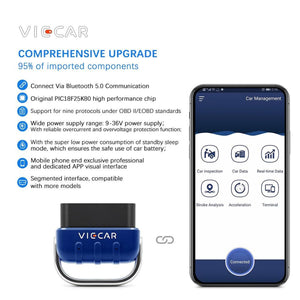 Viecar VP005 Car Mini OBD Fault Detector V2.2 Bluetooth Diagnostic Tool with 25K80 327