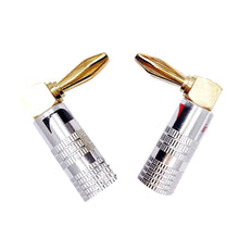Load image into Gallery viewer, Nakamichi 4mm Banana Right Angle 90 degree gold plated copper connector pair