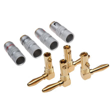 Load image into Gallery viewer, Nakamichi 3.0 Pack of 12 (6 pairs) 4mm Banana Right Angle 90 degree gold plated copper connector
